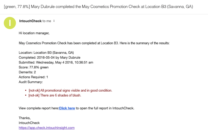 Screenshot of notification from IntouchCheck that the check has been completed. Screenshot of notification from IntouchCheck that the check has been completed.
