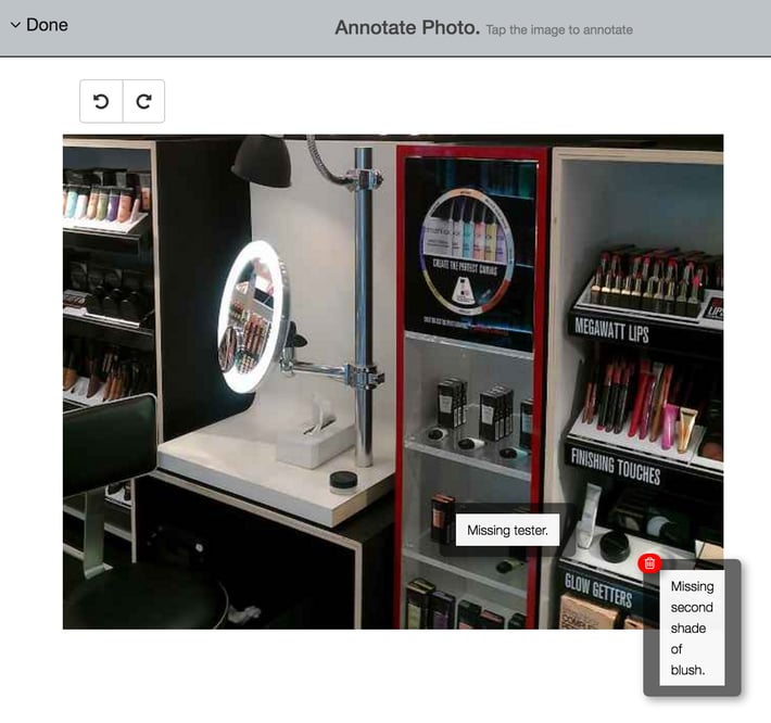 An example photo of how IntouchCheck allows for photo upload for retail checklists. 