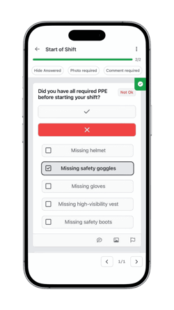 intouchcheck compound checklist question type