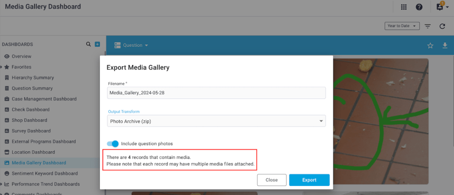 media gallery export in IQ