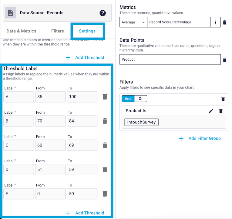 Assign labels to replace the numeric values when they are within a threshold range.